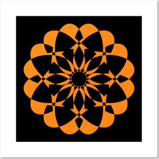 Simple Orange circular mandala Posters and Art